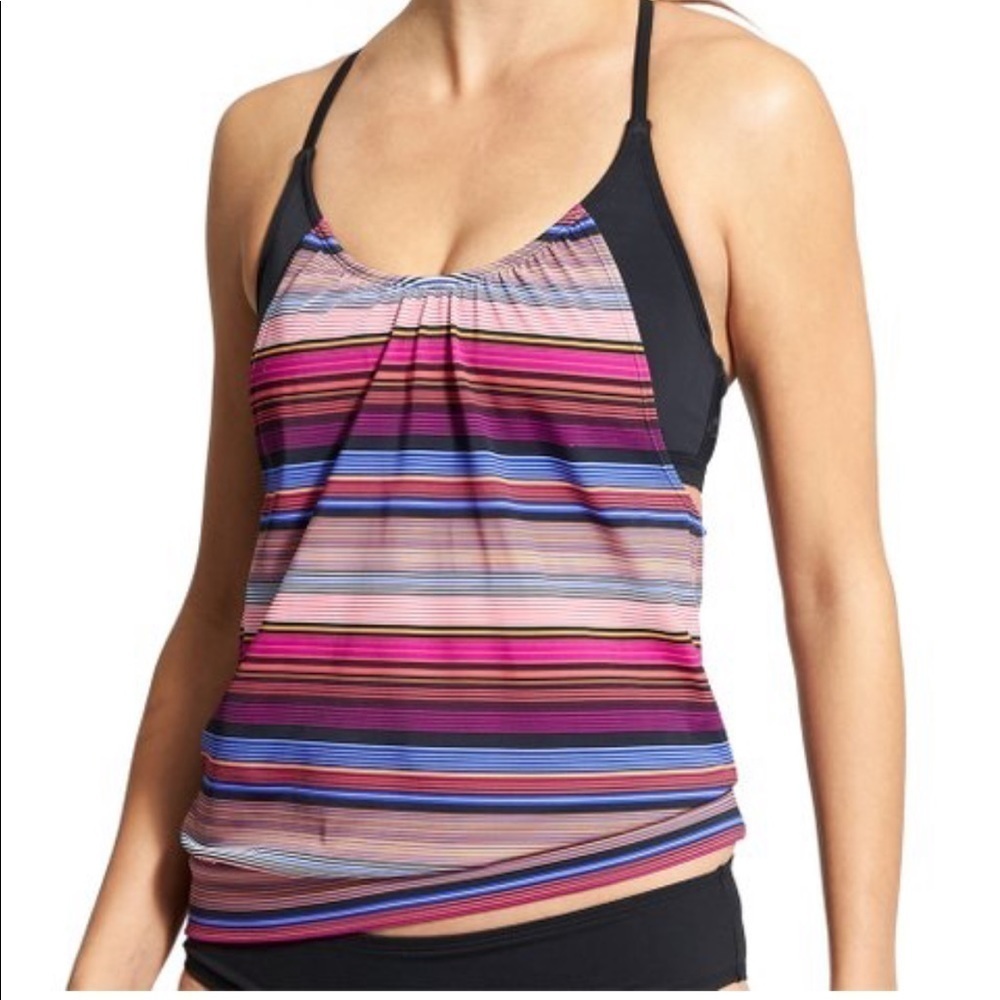 NWT Athleta Capri stripe blousy tankini Top